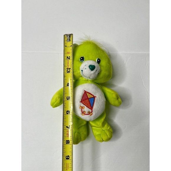 🦄SOLD🦄Vintage 2003 Care Bear Do Your Best 8" Bear Lime Green Kite Stuffed - Picture 6 of 6